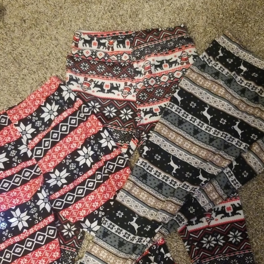 3 pair of Christmas junior size leggings